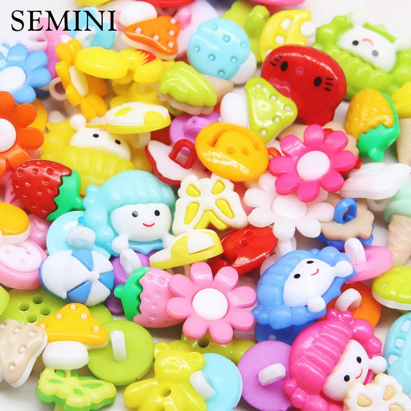 200 de bucăți aleatoriu amestecat din plastic colorat desene animate copii butoane DIY Scrapbooking butoane accesorii pentru haine Artizanat manual