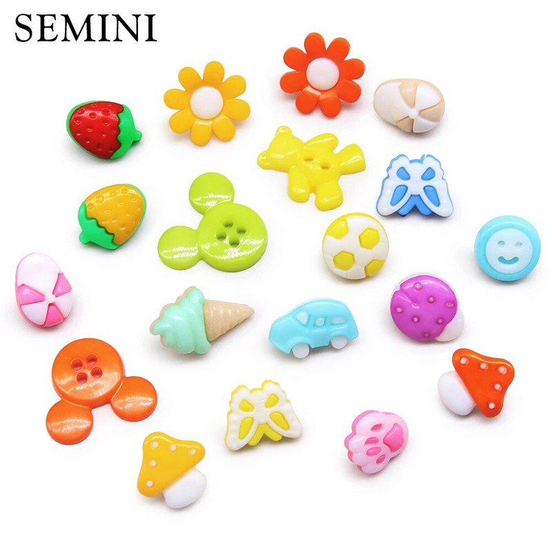 200 de bucăți aleatoriu amestecat din plastic colorat desene animate copii butoane DIY Scrapbooking butoane accesorii pentru haine Artizanat manual