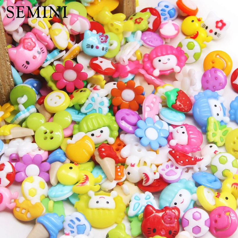 200 de bucăți aleatoriu amestecat din plastic colorat desene animate copii butoane DIY Scrapbooking butoane accesorii pentru haine Artizanat manual