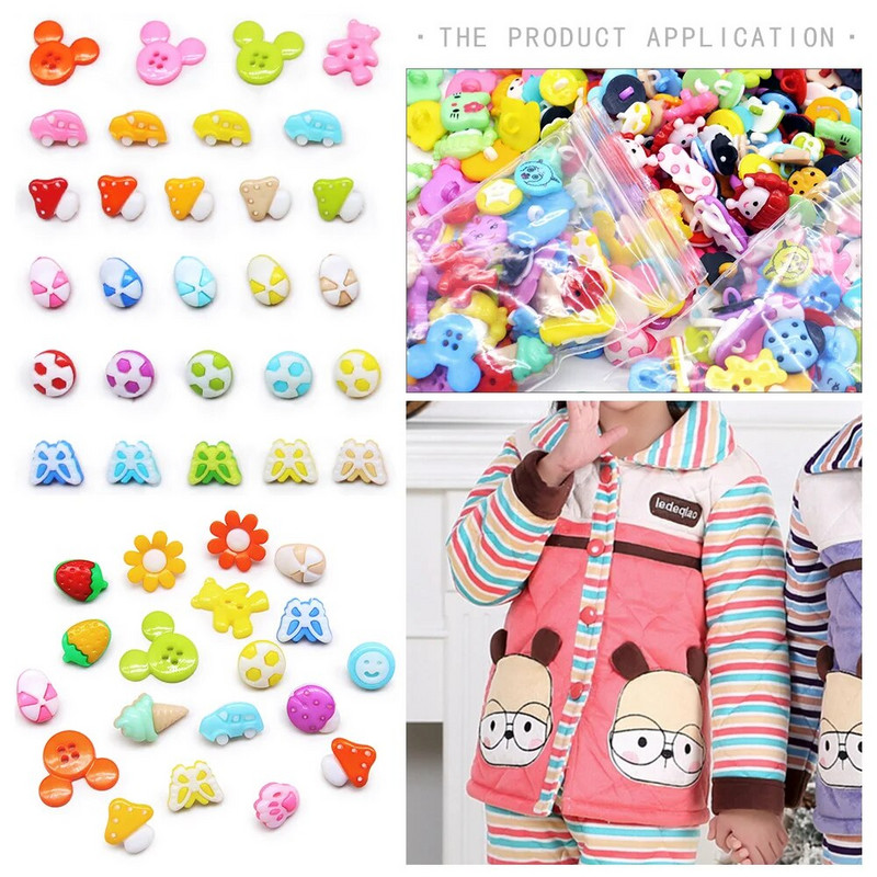 200 de bucăți aleatoriu amestecat din plastic colorat desene animate copii butoane DIY Scrapbooking butoane accesorii pentru haine Artizanat manual