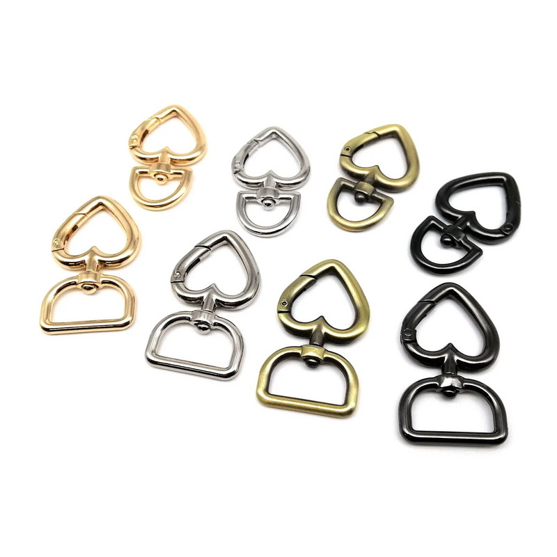 5 τμχ Άνοιγμα άνοιξης O ροδακινί δαχτυλίδι σε σχήμα καρδιάς Δερμάτινη τσάντα τσάντα λουράκι αγκράφα Σύνδεση κλειδιά με κουμπωτή σκανδάλη καραμπίνερ