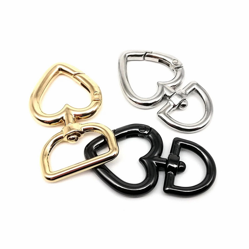 5 τμχ Άνοιγμα άνοιξης O ροδακινί δαχτυλίδι σε σχήμα καρδιάς Δερμάτινη τσάντα τσάντα λουράκι αγκράφα Σύνδεση κλειδιά με κουμπωτή σκανδάλη καραμπίνερ