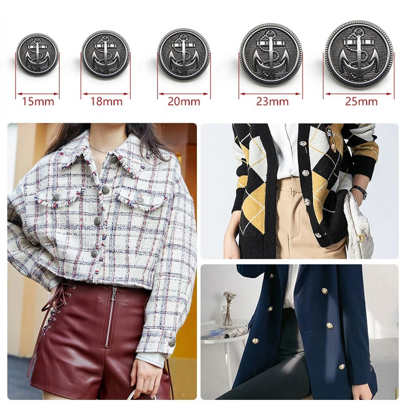 10tk/partii 15/18/20/23/25mm vintage vasest metallnööbid rõivamantli õmblustarvikud nööbid rõivaste käsitöö meisterdamiseks