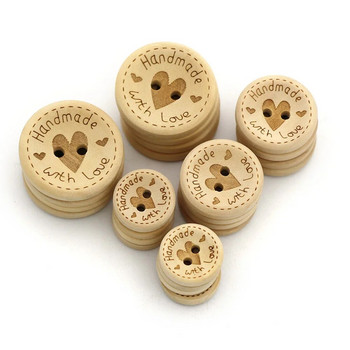 50 бр. Ръчно изработени дървени копчета със сърце Естествен цвят Ръчно изработено декоративно копче за дрехи Шиене на подаръци за скрапбукинг 15 мм 20 мм 25 мм