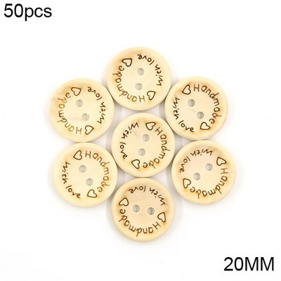 50 vnt. rankų darbo širdelės medžio sagos Natūralios spalvos rankų darbo dekoratyvinis mygtukas rūbams Siuvimo iškarpų dovanos 15 mm 20 mm 25 mm