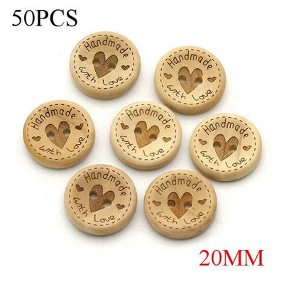 50 vnt. rankų darbo širdelės medžio sagos Natūralios spalvos rankų darbo dekoratyvinis mygtukas rūbams Siuvimo iškarpų dovanos 15 mm 20 mm 25 mm