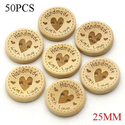 50 vnt. rankų darbo širdelės medžio sagos Natūralios spalvos rankų darbo dekoratyvinis mygtukas rūbams Siuvimo iškarpų dovanos 15 mm 20 mm 25 mm