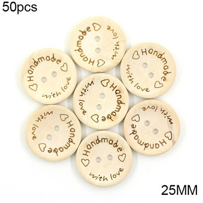 50 vnt. rankų darbo širdelės medžio sagos Natūralios spalvos rankų darbo dekoratyvinis mygtukas rūbams Siuvimo iškarpų dovanos 15 mm 20 mm 25 mm