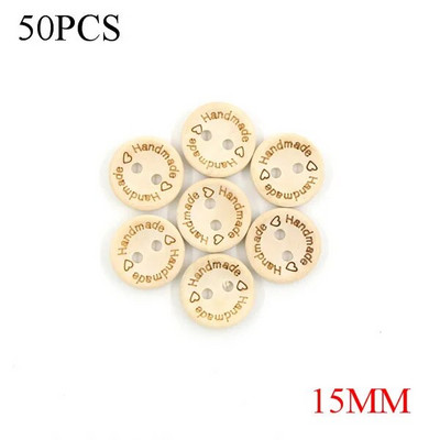 50 vnt. rankų darbo širdelės medžio sagos Natūralios spalvos rankų darbo dekoratyvinis mygtukas rūbams Siuvimo iškarpų dovanos 15 mm 20 mm 25 mm