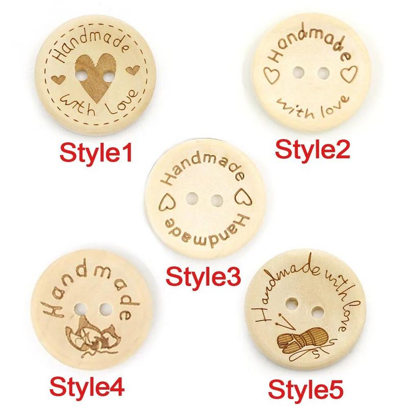 50 vnt. rankų darbo širdelės medžio sagos Natūralios spalvos rankų darbo dekoratyvinis mygtukas rūbams Siuvimo iškarpų dovanos 15 mm 20 mm 25 mm