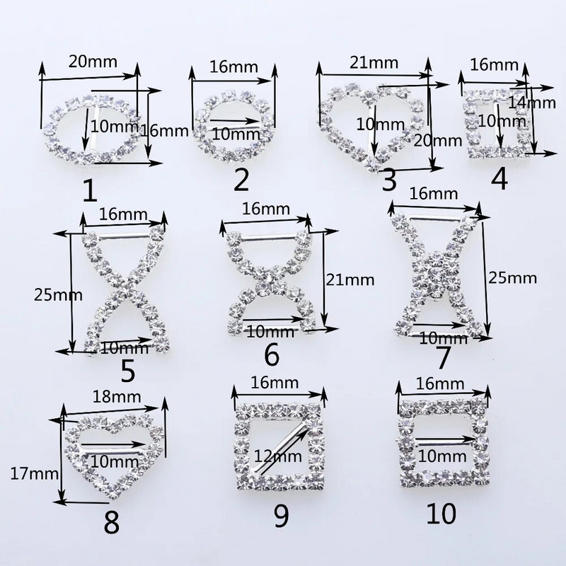 ZMASEY batų sagtys Tiesioginis pardavimas 10vnt/part Gamyklinė kaina Metalo mišraus dydžio deimantinės sagties siuvimo rankų darbo juostos priedas