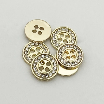 20 БР. Алуминиеви копчета Декорация от кристали Копчета с 4 дупки 12 мм метални кръгли копчета Направи си сам шевни принадлежности