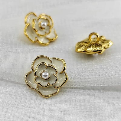 18/23 mm Camellia gumbi za pletenje Luksuzni Declor modni crno-bijeli metalni gumbi s bisernim perlama Pribor za šivanje DIY