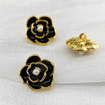 18/23 mm Camellia gumbi za pletenje Luksuzni Declor modni crno-bijeli metalni gumbi s bisernim perlama Pribor za šivanje DIY