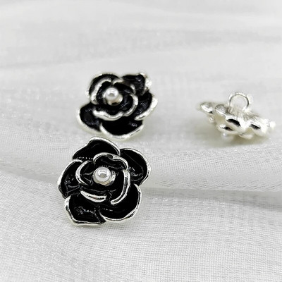 18/23 mm Camellia gumbi za pletenje Luksuzni Declor modni crno-bijeli metalni gumbi s bisernim perlama Pribor za šivanje DIY