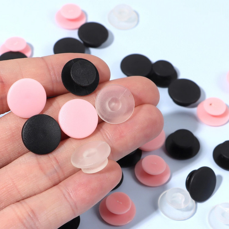 50-100 tk/partii Musta pandlaga plastiknööbid lamedate kingade ja käepaela amulettide jaoks.