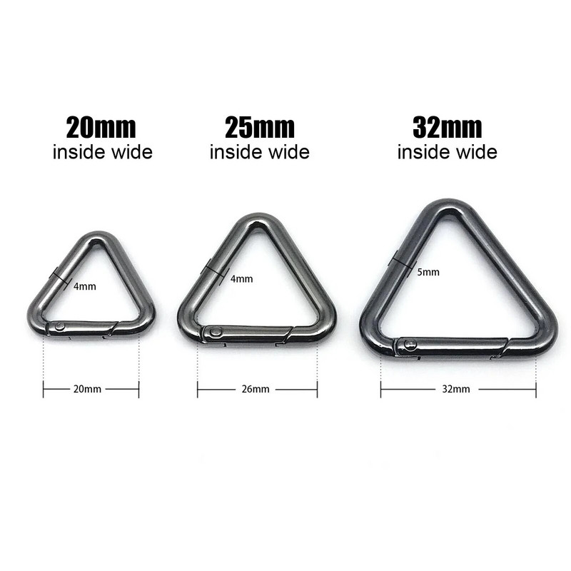5vnt trikampis spyruoklinis žiedas atviras odinis krepšys rankinės diržo sagtis karabinas Jungtis raktų šunų grandinėlė užsegamas užsegimas gaiduko kabliukas
