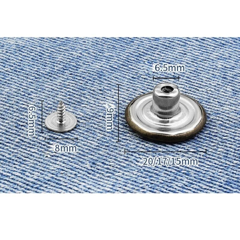 10 vnt. be varžtų Džinsų mygtukai Reguliuojami nuimami mygtukai Keisti kelnes juosmens apimtis juosmens sagties rinkinys su dėžute