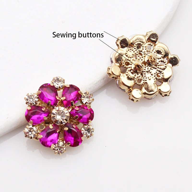 25 mm uus metallist kristallist isetegemise nööbid Käsitsi õmmeldud karusnahast kampsun jakk, kivinööbi ja käepidemega