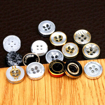 Ανδρικά και γυναικεία κουμπιά πουκάμισου HL 11,5 mm 50 τμχ. Κουμπιά επιμετάλλωσης από ρητίνη χρυσού κουμπιά 4 οπών Αξεσουάρ ραπτικής ρούχων DIY