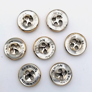 HL 11,5 мм 50 бр. Копчета за мъжки и дамски ризи Галванични копчета от смола със златни ръбове 4 дупки Направи си сам аксесоари за шиене на дрехи