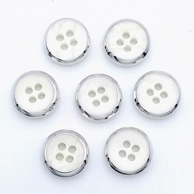 HL 11,5 mm 50 buc nasturi pentru cămașă pentru bărbați și femei Nasturi pentru galvanizare din rășină cu margine aurie 4 găuri Accesorii de cusut pentru articole de îmbrăcăminte DIY