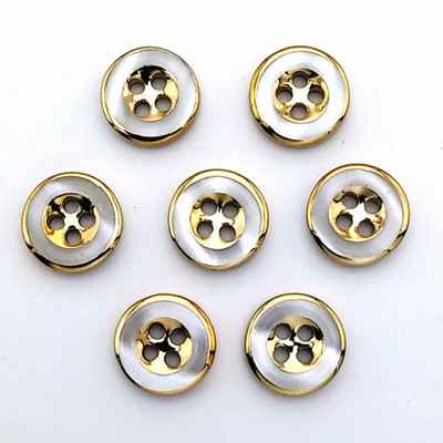 HL 11,5 mm 50 buc nasturi pentru cămașă pentru bărbați și femei Nasturi pentru galvanizare din rășină cu margine aurie 4 găuri Accesorii de cusut pentru articole de îmbrăcăminte DIY