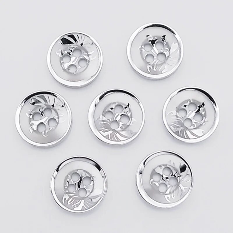 HL 11,5 mm 50 vnt vyriškų ir moteriškų marškinių sagos aukso krašto dervos galvanizavimo mygtukai, 4 skylės „pasidaryk pats“ drabužių siuvimo priedai