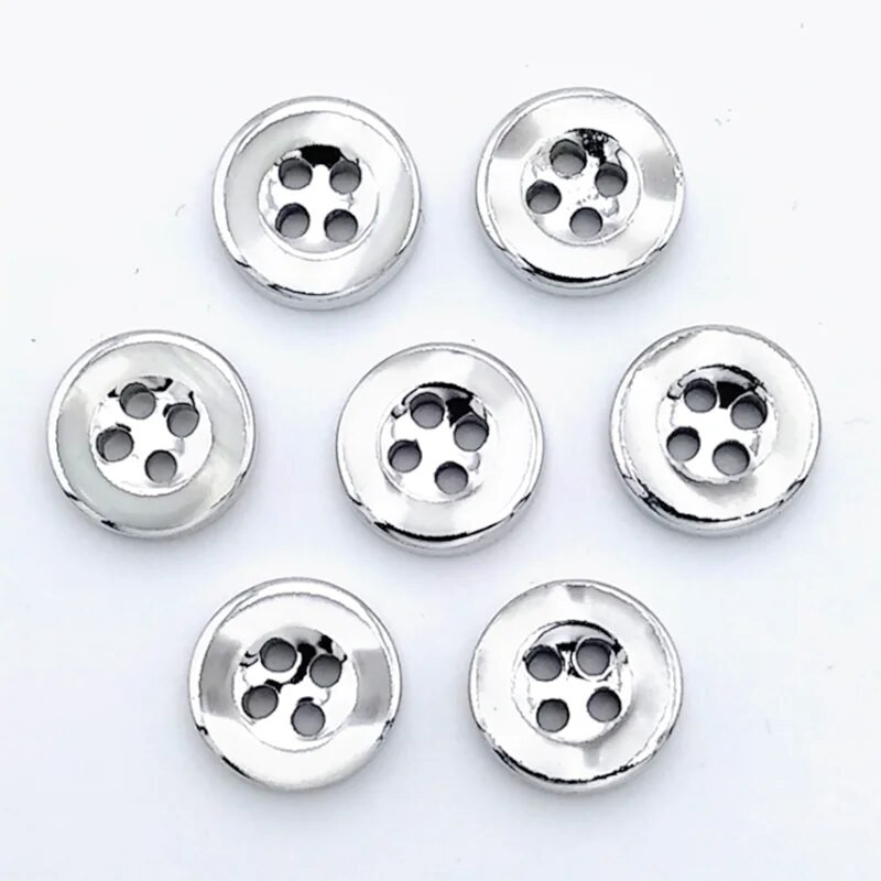 HL 11,5 mm 50 vnt vyriškų ir moteriškų marškinių sagos aukso krašto dervos galvanizavimo mygtukai, 4 skylės „pasidaryk pats“ drabužių siuvimo priedai