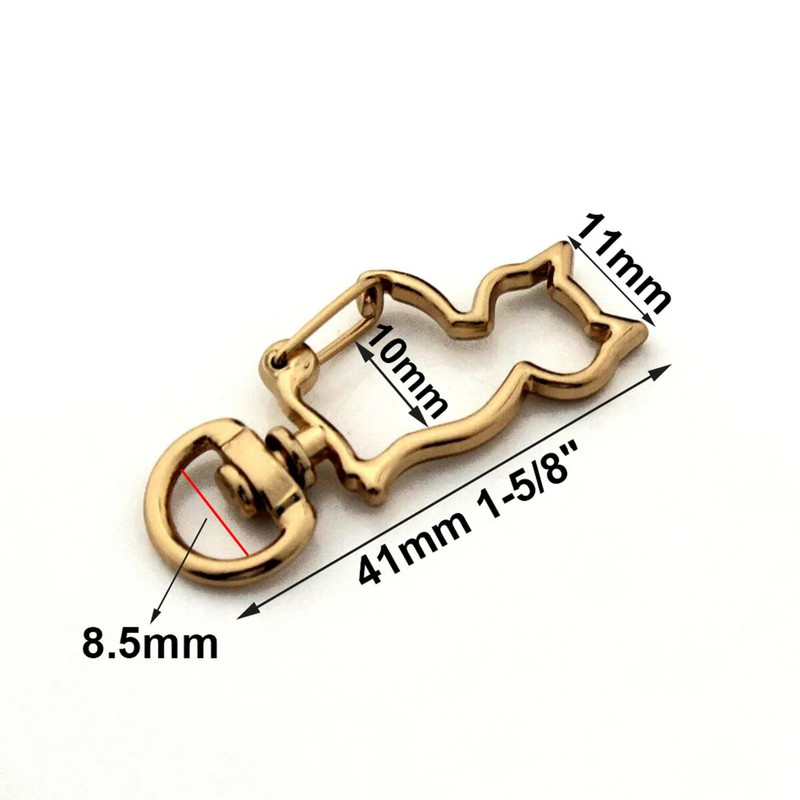 1 vnt Metalinis katės formos kabliukas Naujo stiliaus spaustukai spyruokliniai vartai, odiniai amatai, mažytis naminių gyvūnėlių pavadėlis krepšio dirželis, dirželis, raktų pakabukas, kabliukai „pasidaryk pats“