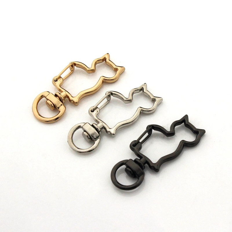 1 vnt Metalinis katės formos kabliukas Naujo stiliaus spaustukai spyruokliniai vartai, odiniai amatai, mažytis naminių gyvūnėlių pavadėlis krepšio dirželis, dirželis, raktų pakabukas, kabliukai „pasidaryk pats“