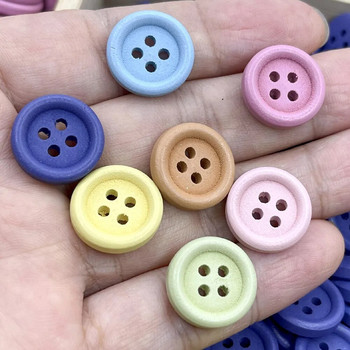 Нови 15 мм, 30 бр./пакет, 7-цветни детски кръгли копчета, дървени ръчно изработени лексикони Сватбена украса Шевни аксесоари