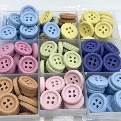 New 15mm 30pcs/pack 7Color Children`s Round Button Wooden Handmade Scrapbook Wedding Decoration Sewing Accessories