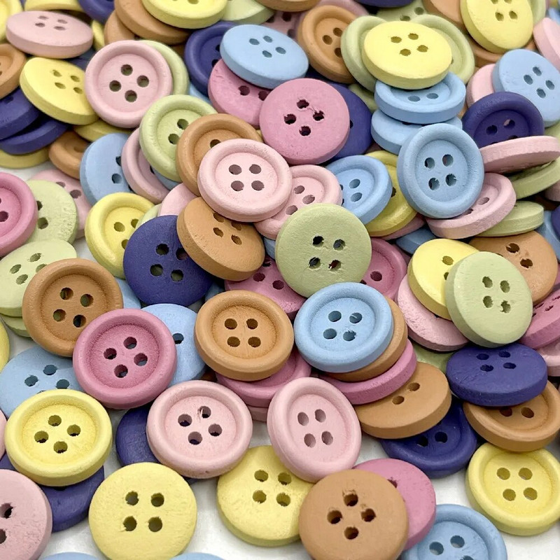 Novo 15 mm 30 kom/pakiranje 7 boja dječjih okruglih gumba Drveni ručno rađeni spomenari Vjenčani ukrasi Dodaci za šivanje