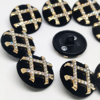 Покрити с черна тъкан копчета за облекло Луксозни златни метални копчета с кристали Доставчици на занаяти Аксесоари за шиене Направи си сам