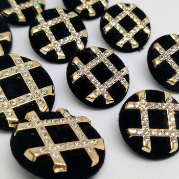 Μαύρα υφασμάτινα κουμπιά καλυμμένα για ρούχα Πολυτελή χρυσό μεταλλικό στρας Κουμπιά Maker Crafts Προμηθευτές Αξεσουάρ ραπτικής DIY