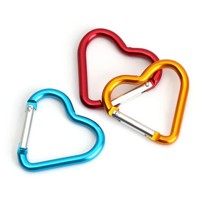3/6Pcs Heart-shaped Buckles Aluminum Carabiner Water Bottle Hanging Keychain Clip Keyring Hook Climbing Accessories Travel Kit