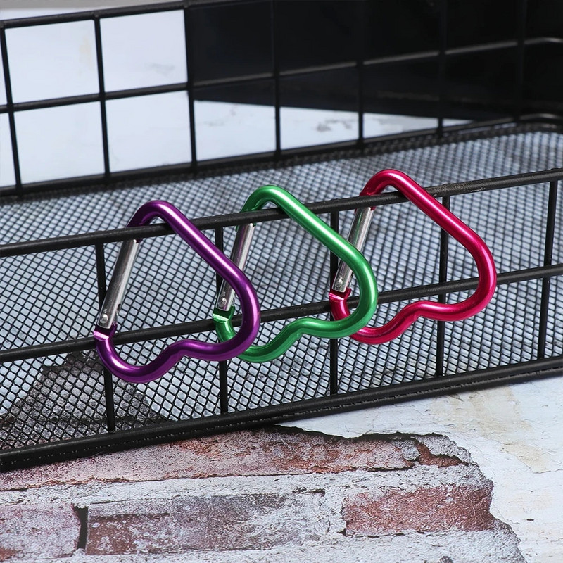 3/6 vnt Širdies formos sagtys Aliuminis karabinas Vandens butelis pakabinamas raktų pakabukas Raktų pakabukas Kabliukas Laipiojimo reikmenys Kelioninis rinkinys