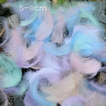 4-8 см гъши пера Естествено лебедово перо Samll Направи си сам цветно трептене на перо Сватбена украса Плаващ балон с пръски сливи