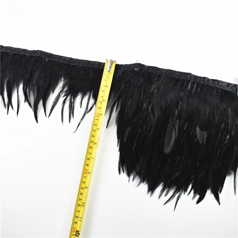 Λευκό μαύρο φτερό φασιανού 1 μέτρων σε ταινία Κορδέλα γαλοπούλας Στρουθοκάμηλος για ρούχα Διακοσμητικά φτερά χήνας Διακοσμητικά ραφής