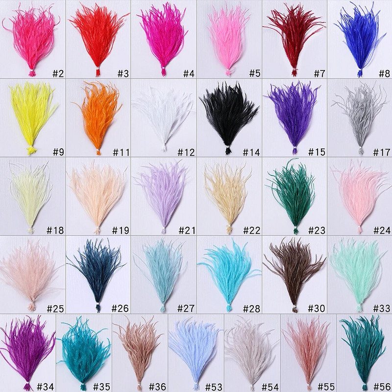 100 τμχ/παρτίδα 10-18 εκ. Φυσικά φτερά στρουθοκαμήλου Κλιπ σε προεκτάσεις μαλλιών Plumas Μεταξωτό σκουλαρίκι κατασκευής αξεσουάρ Διακοσμητικά φτερά