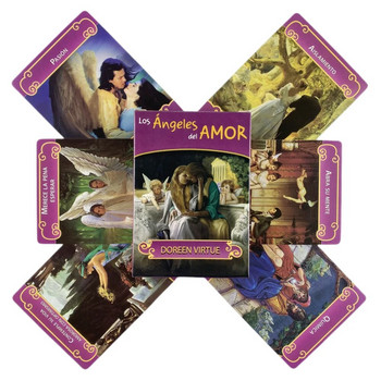 Los Angels Del Amor Oracle Cards A 44 Tarot English Or Spanish Divination Edition Deck Borad Games