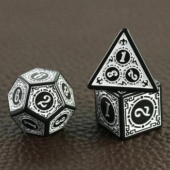 DND Dice Set Polyhedral Dice Висококачествен пластмасов комплект зарове Уникални шарки Невероятни ретро стилове на шрифтове за MTG ролеви игри