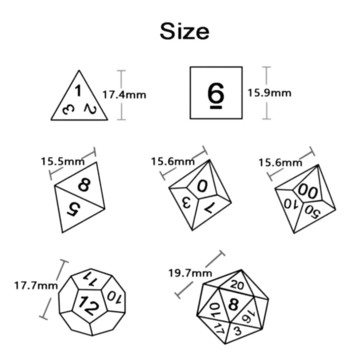 DND Dice Set Polyhedral Dice Висококачествен пластмасов комплект зарове Уникални шарки Невероятни ретро стилове на шрифтове за MTG ролеви игри
