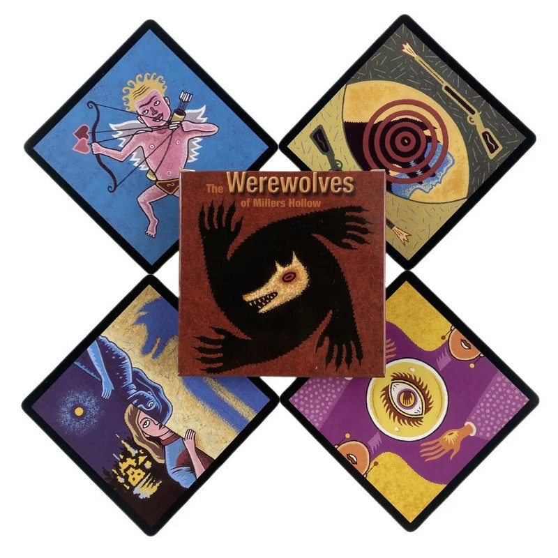 Vilkolakio kortų stalo žaidimas su popieriniu vadovu Dėlionė Laisvalaikis Šeimos Draugo Vakarėlis Darbo pradžia Paprasta stalo kaladė