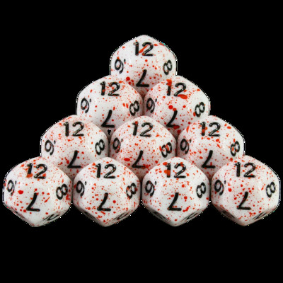 „Dormia“ kauliukų DND priedai, nepermatomi balti akriliniai daugiakampiai kauliukų rinkinys su specialiu kraujo efektu, skirtas stalo stalo vaidmenų žaidimui