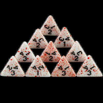 „Dormia“ kauliukų DND priedai, nepermatomi balti akriliniai daugiakampiai kauliukų rinkinys su specialiu kraujo efektu, skirtas stalo stalo vaidmenų žaidimui