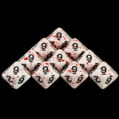„Dormia“ kauliukų DND priedai, nepermatomi balti akriliniai daugiakampiai kauliukų rinkinys su specialiu kraujo efektu, skirtas stalo stalo vaidmenų žaidimui