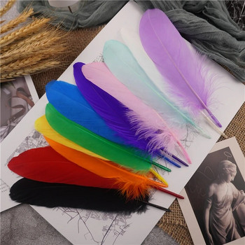 Цветни гъши пера 15-20 см твърда пръчка Естествено лебедово перо Декорация за сватбено тържество Ловец на сънища Аксесоари Направи си сам занаяти