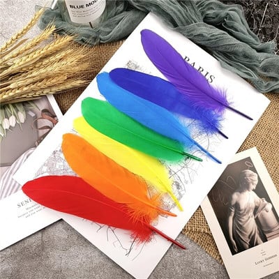 Pene de gâscă colorate, 15-20 cm, băț dur, lebădă naturală, decorație pentru petrecerea de nuntă, accesorii pentru prins de vise, artizanat.